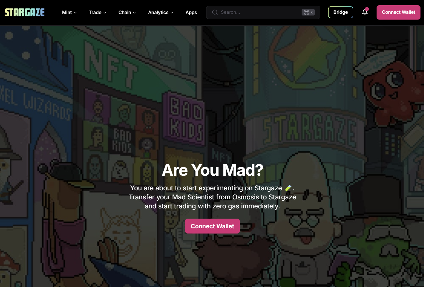 The Mad Scientist NFT transfer page on Stargaze.